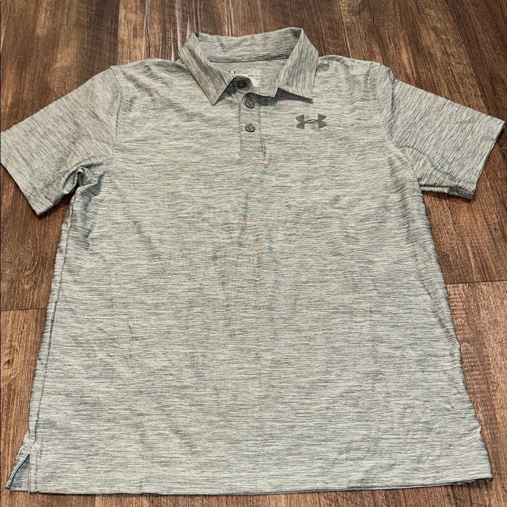 Under Armour Boys Gray Heat Gear Polo size L EUC‎